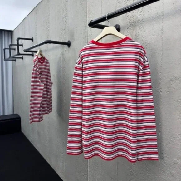 MIU MIU Women's Red Striped Long Sleeve T-Shirt - Picture 3 of 6